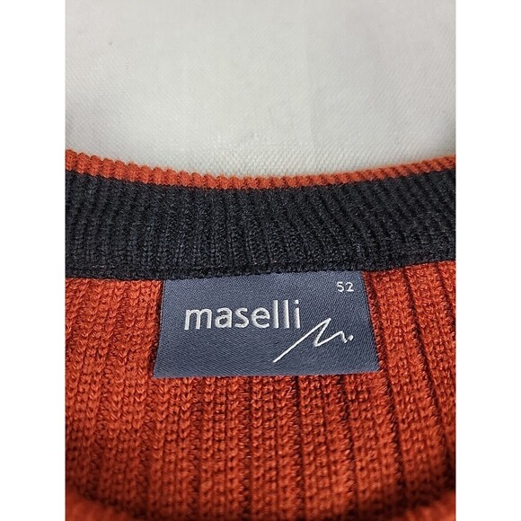 Maselli Mens XL Sweater Pullover Orange Wool Blend Knit Casual Austria Logo EUC - Picture 2 of 15